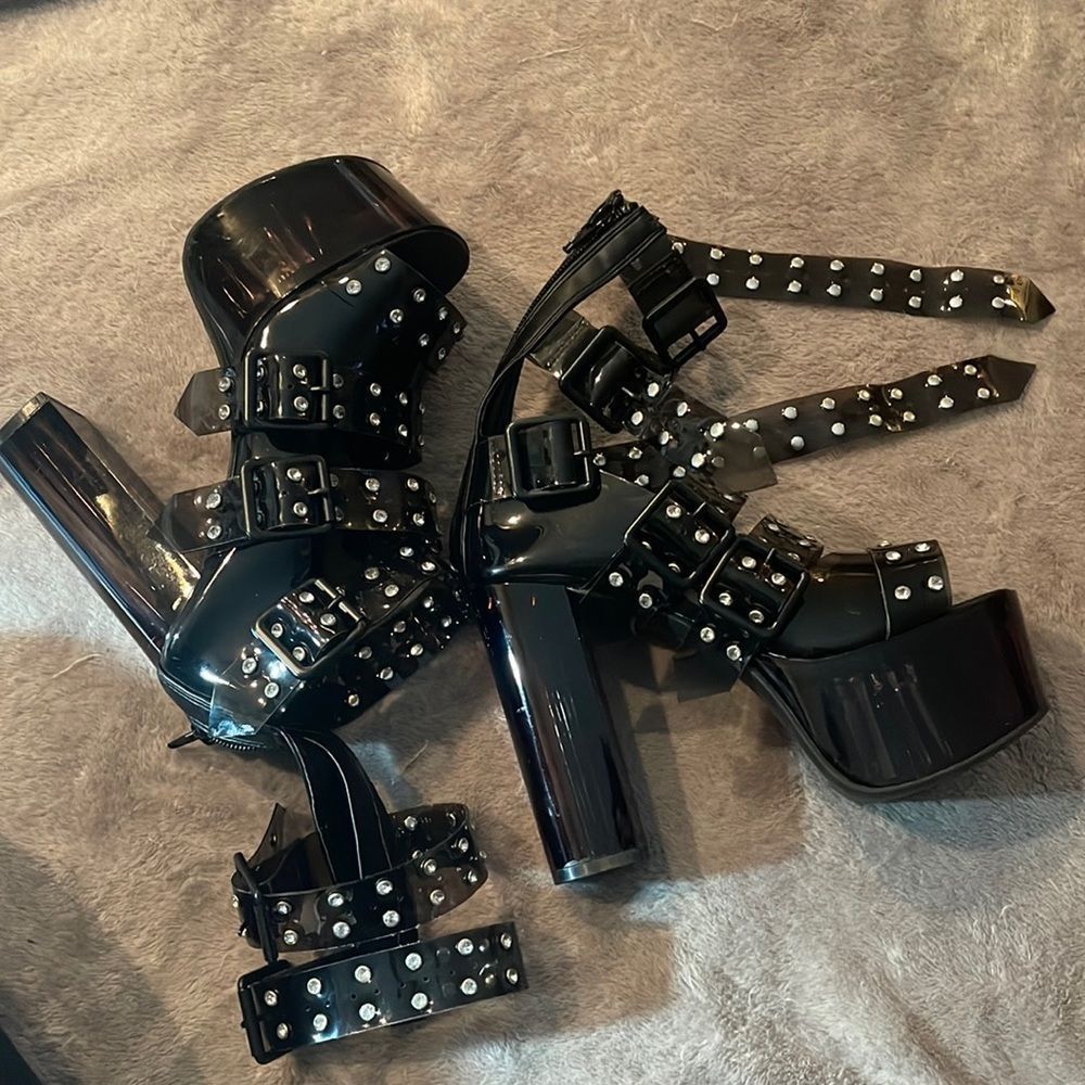 Studded Black Platform Heels